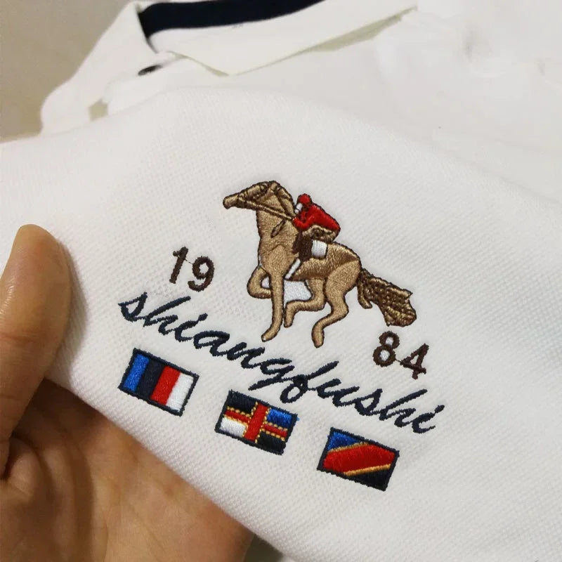 Men's Casual Fashion Polo Shirt Breathable and Comfortable Embroidered Top