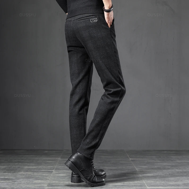 England Plaid Work Stretch Pants Men Slim Casual Pant Brand Trousers