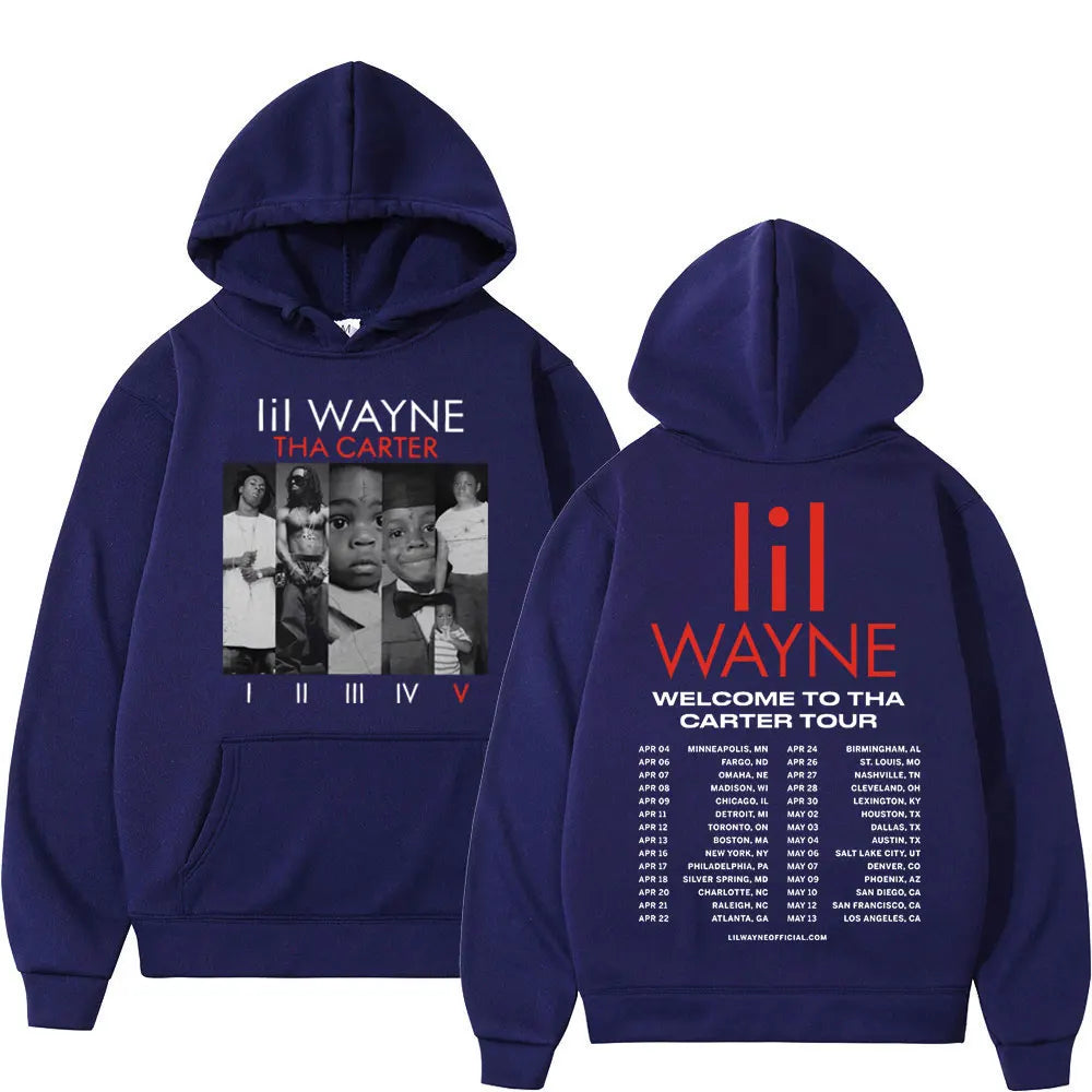 Lil Wayne Double Sided Print Hoodie Unisex Hip Hop Sweatshirts Vintage Oversized Pullover