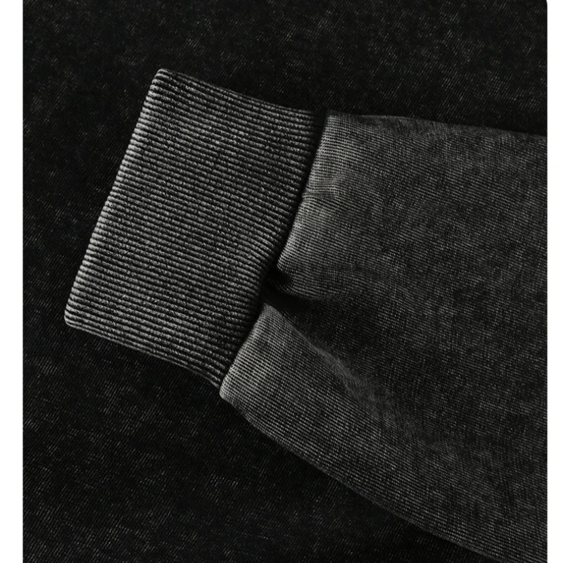 Inspired Streetwear Cotton Vintage Washed Half - Zip Stand Collar Unisex Sweatshirt