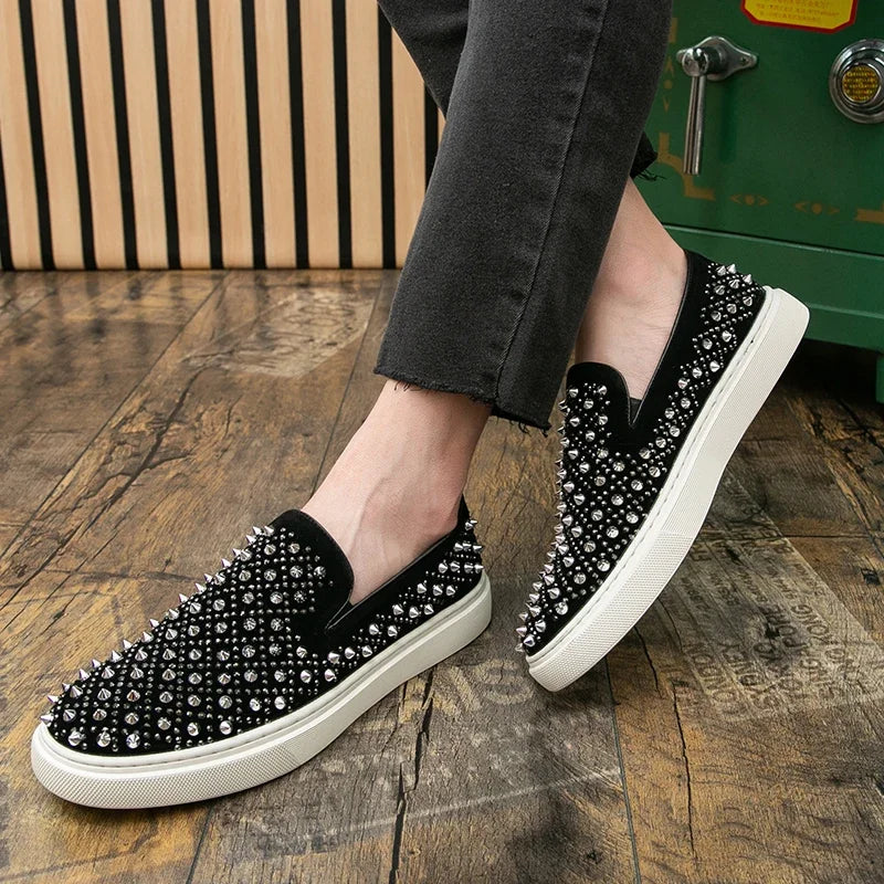 Men Rivet Luxury Round Toe Spikes Loafer Casual Comfortable Sneakers