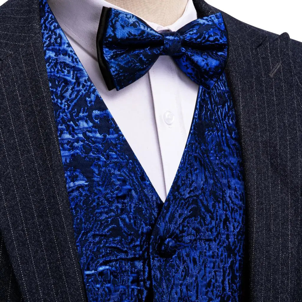 Designer Vest for Men Silk Shine Solid Plain Waistcoat Bowtie Set