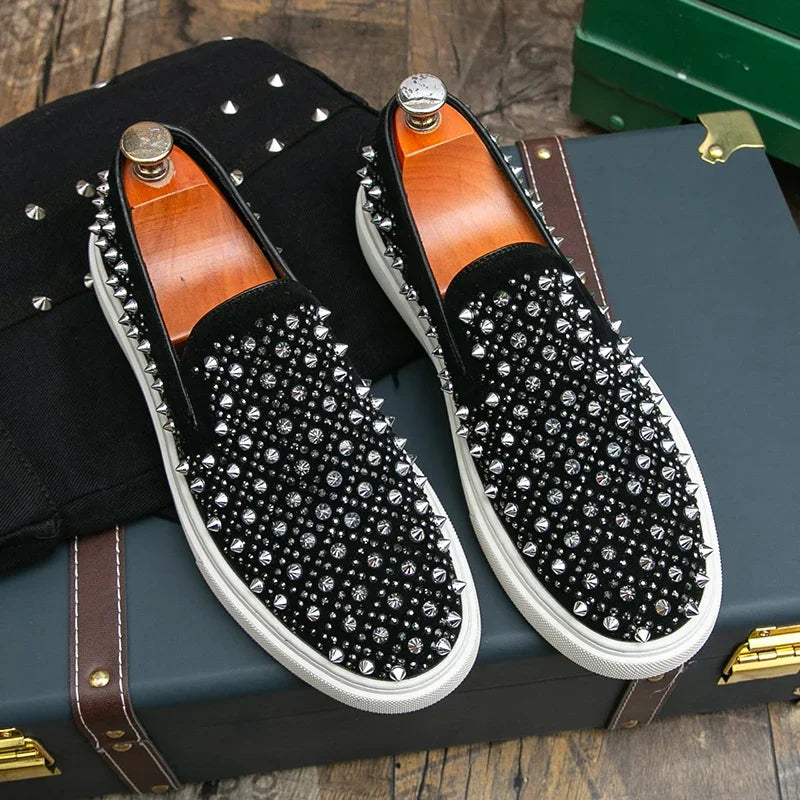 Men Rivet Luxury Round Toe Spikes Loafer Casual Comfortable Sneakers