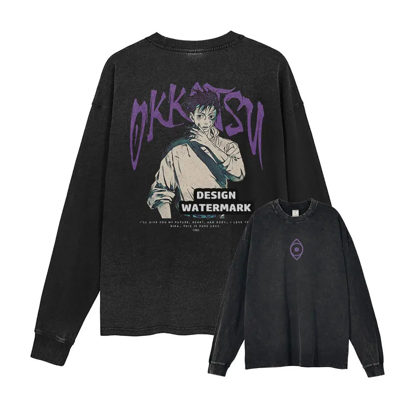 J-Jujutsu K-Kaisen Sweater Long Sleeve T Shirts  Sweatshirts Pullover 100% Cotton