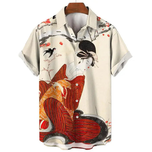 Men's Oversized Hawaii Shirt Vintage Fashion Summer Prints