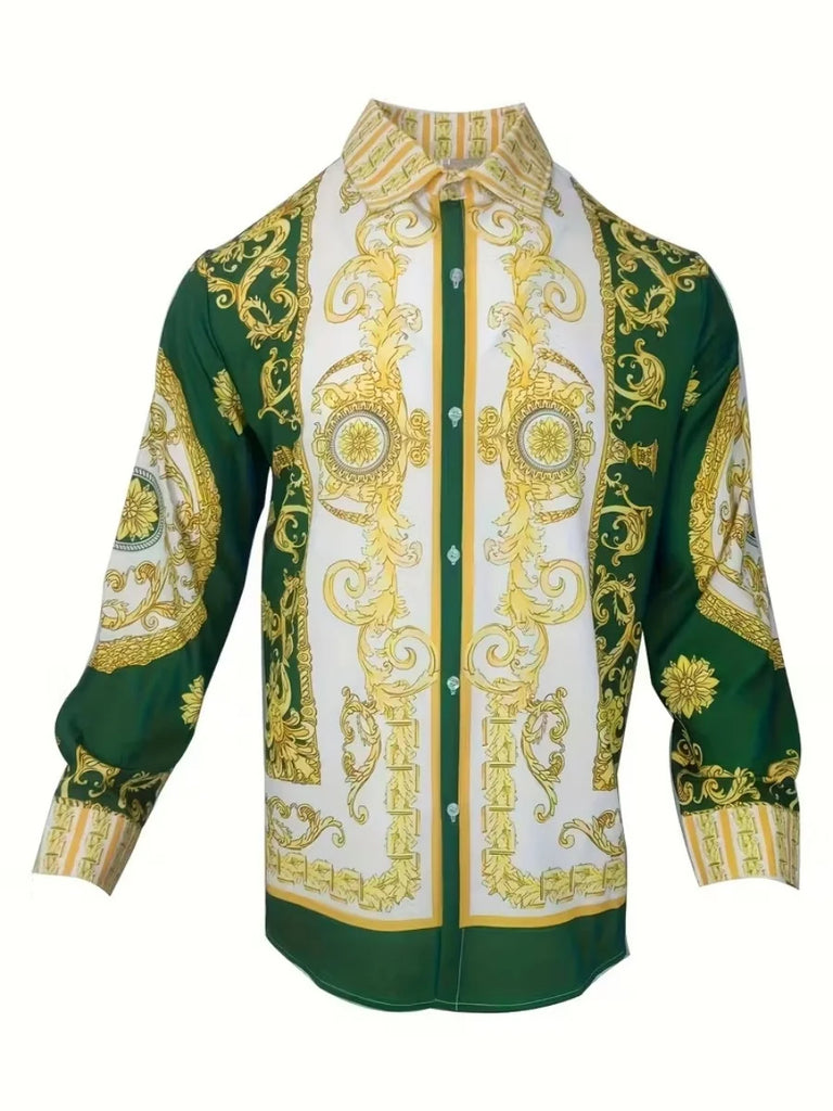 Men's lapel button-down fashionable and luxurious soft and comfortable plus size shirt