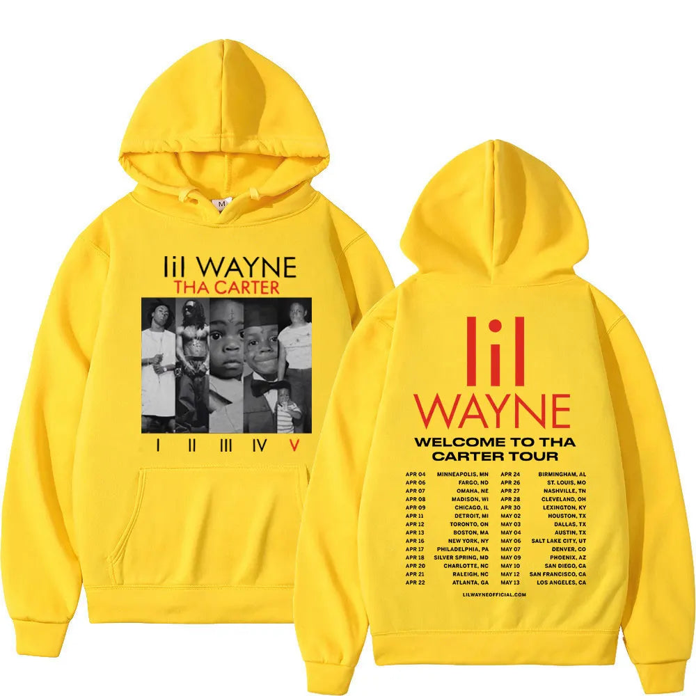 Lil Wayne Double Sided Print Hoodie Unisex Hip Hop Sweatshirts Vintage Oversized Pullover