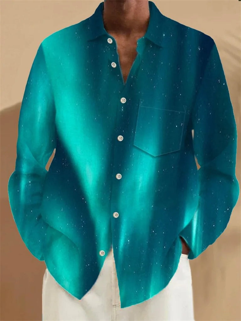 Men's long sleeve loose breathable Hawaiian shirt men's casual top