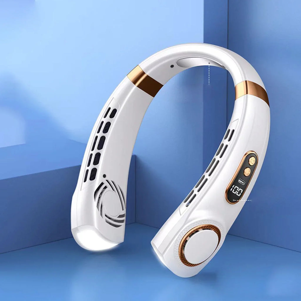 Portable Hands Free Bladeless with LED 4 Cooling Personal Rechargeable Fan