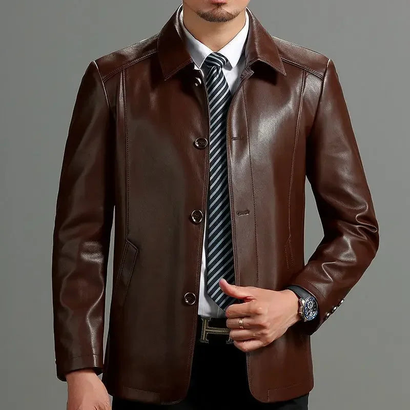 Leather Jacket for Men Blazers Thin Slim Fit Designer Original Trendy Coats