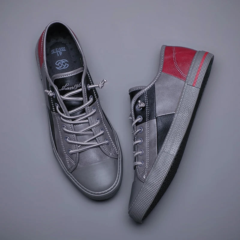 Men Leather Breathable Luxury Designer Lace Up Comfortable Sneakers