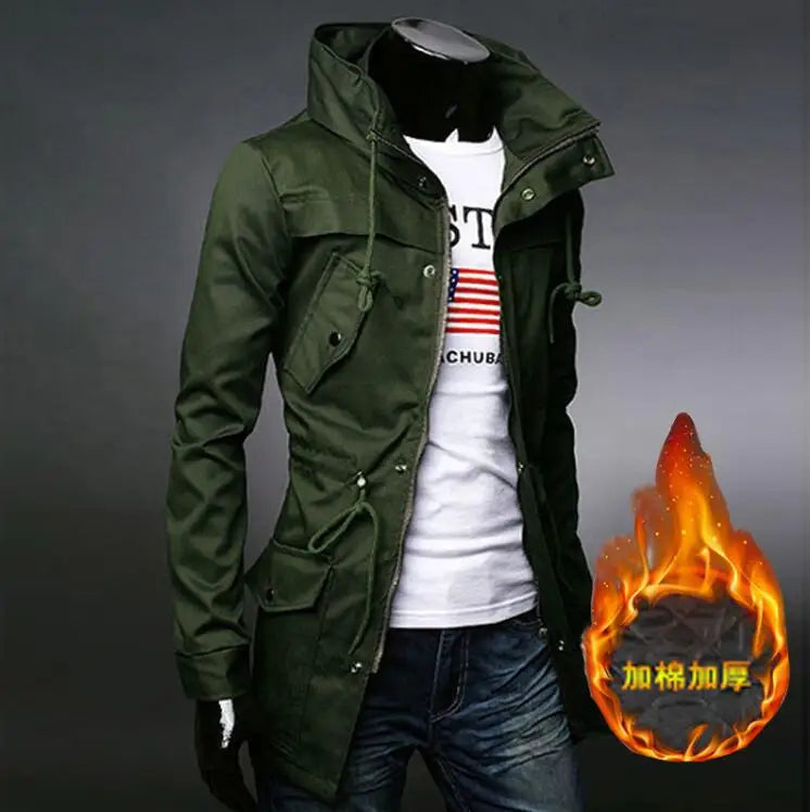 Men's High-end Trench Coat Medium Long Casual Slim Cape Jackets Outerwear