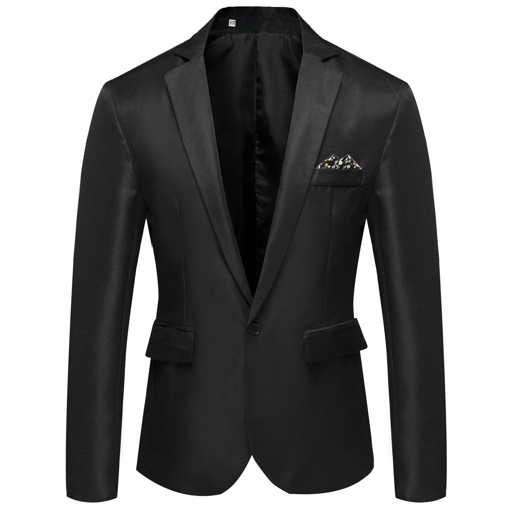 Men's Long Sleeve Single Button Slit Small Suiting Jacket Comfortable Fit