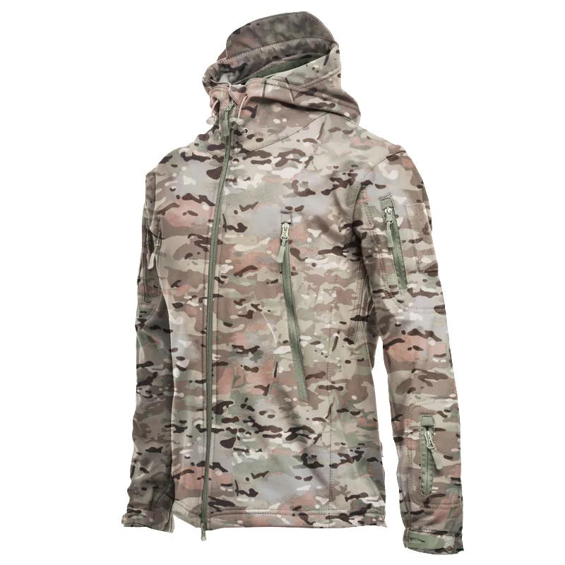 Shark Skin Soft Shell Combat Jackets Men's Hooded Bomber Coats