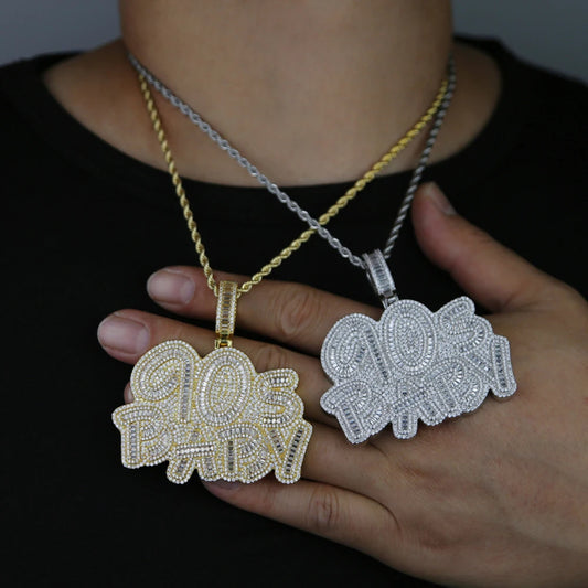Iced Out 90s Baby Necklace Pendant for Men Cubic Zirconia Charm Jewelry