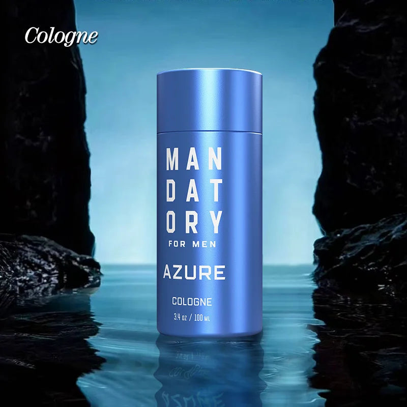 MANDATORY 3.4 Oz Eau de Cologne Spray Men's AZURE Fragrance Note of Rosemary