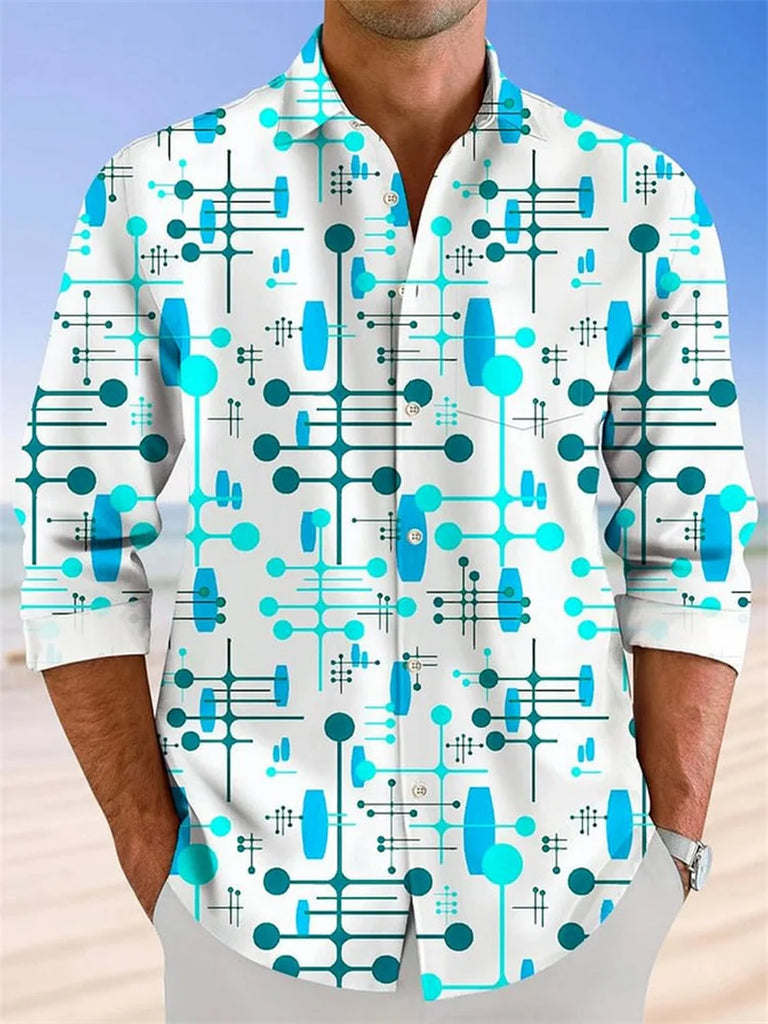 Men's long sleeve loose breathable Hawaiian shirt men's casual top