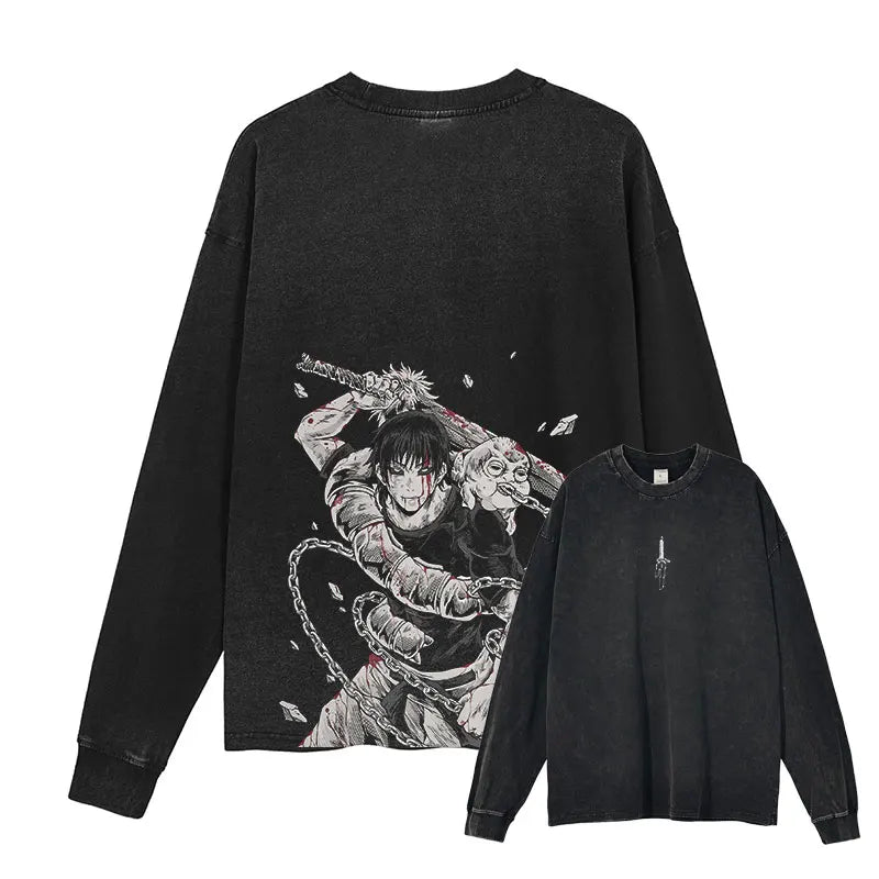 J-Jujutsu K-Kaisen Sweater Long Sleeve T Shirts  Sweatshirts Pullover 100% Cotton