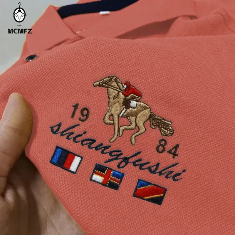 Men's Casual Fashion Polo Shirt Breathable and Comfortable Embroidered Top