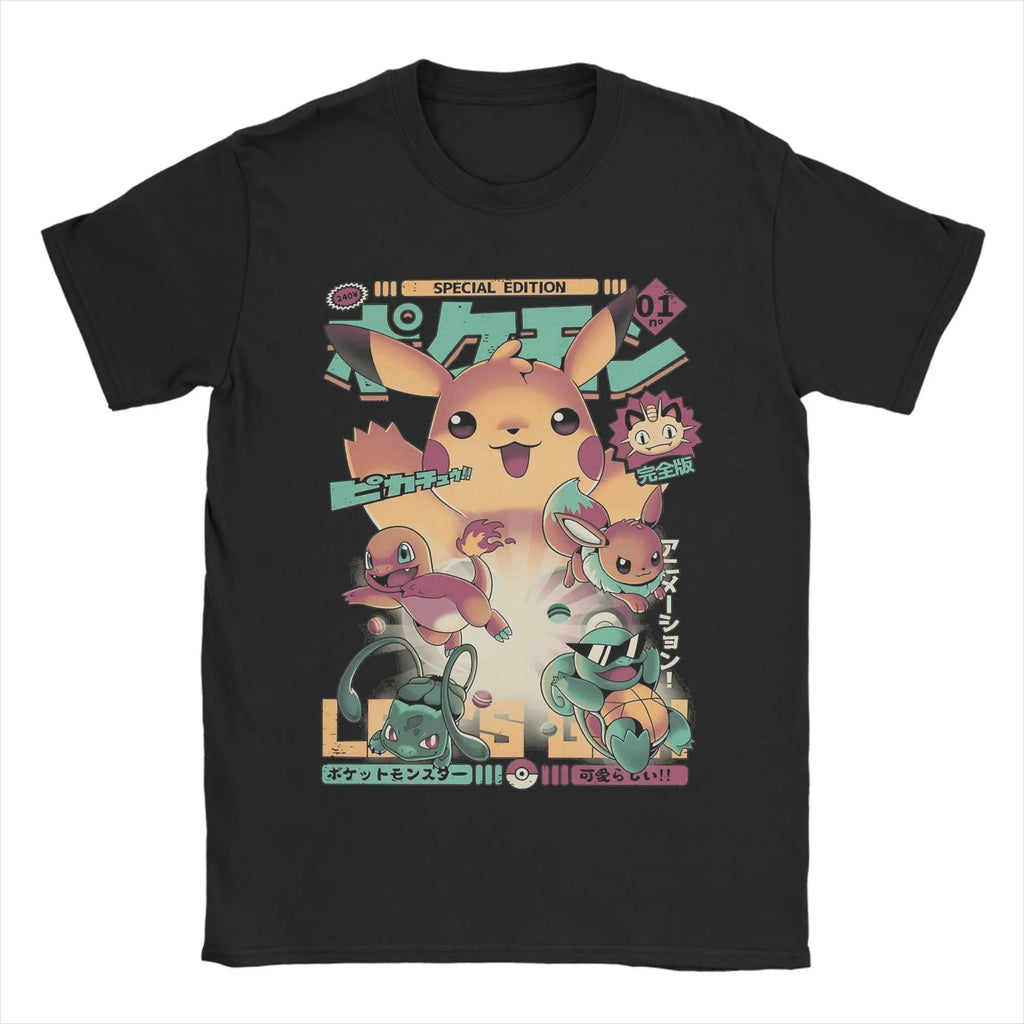 Pokémon Starters Unisex  Pure Cotton Round Neck T-shirt Casual Short Sleeved Top