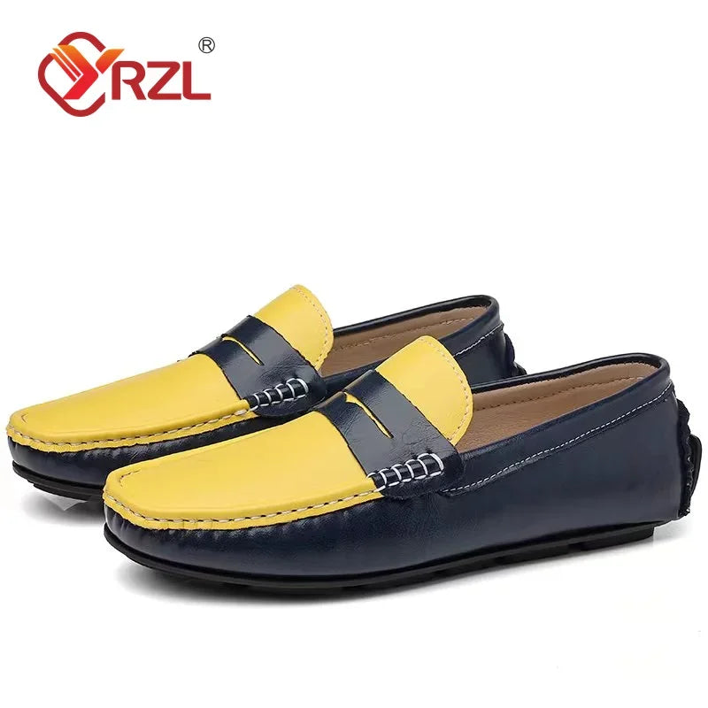 Loafers Handmade Genuine Leather Flats Moccasins Men's Mixed Colors Shoes