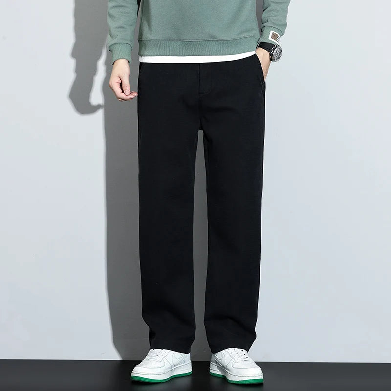 Men's Lyocell Straight Loose Elastic Waist Jeans Comfortable Pants Plus Size 5XL