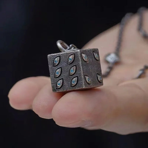 Gojo's Eye Dice Pendant Necklace - Jujutsu Kaisen Anime Style Chain for Men & Women