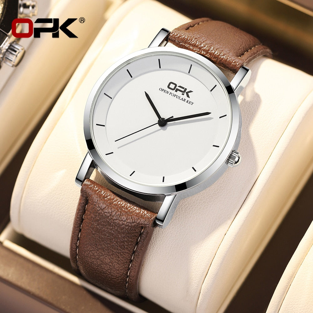 Quartz Watch for Men Leather Strap Waterproof Classic Minimalism