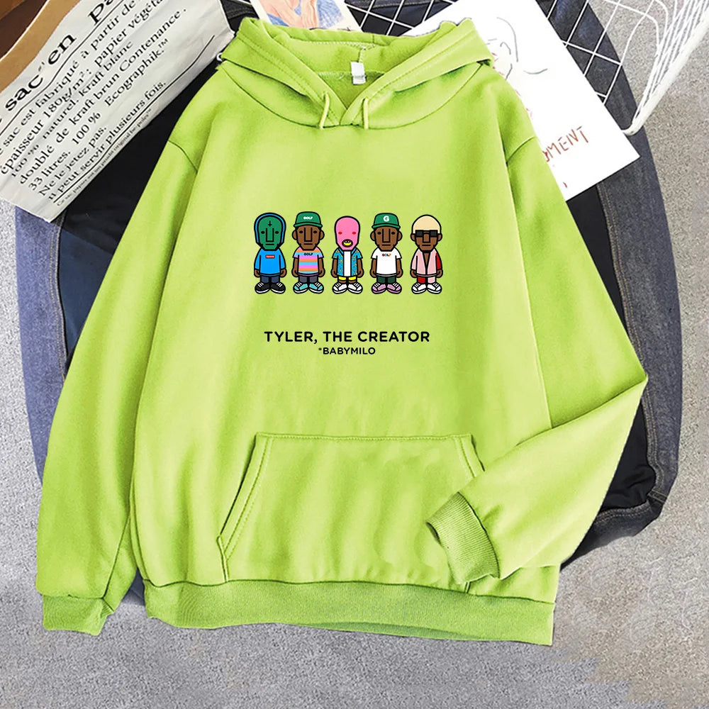 Tylerr The Creator Hip Hop Vintage Hoodies Men Round Neck Sweatshirts Loose and Comfortable Pullovers