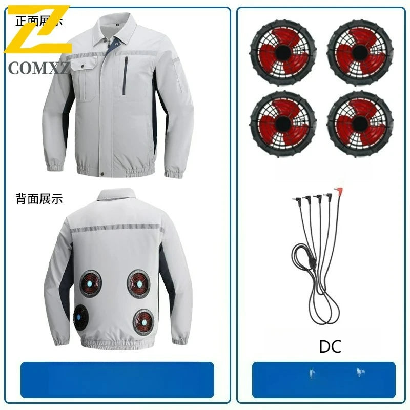 Cooling Jacket Men's Heat Resistant Air Conditioner Breathable Outdoor Fan Workwear