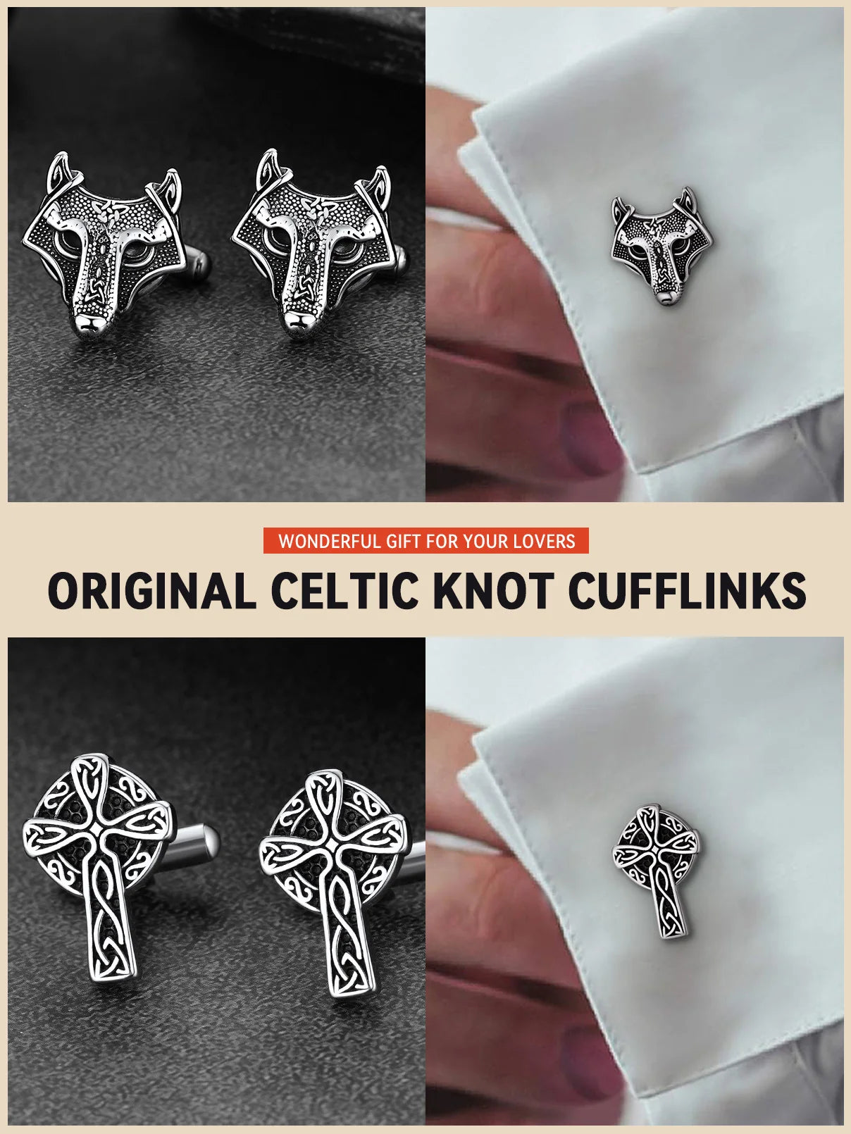 Men Cufflinks Norse Viking Runes Tuxedo Shirt Cuff Links