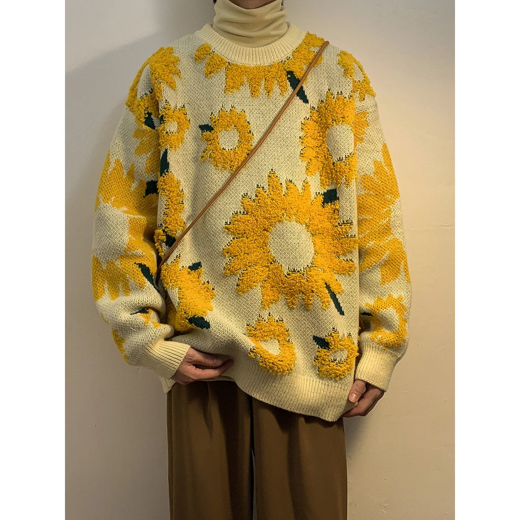 Sunflower Warm O-Neck Pullovers Men Loose Casual Thick Knitted Sweater
