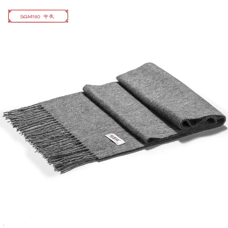 High Quality 100% Wool Men Korean Long Plaid Muffler Thermal Shawl