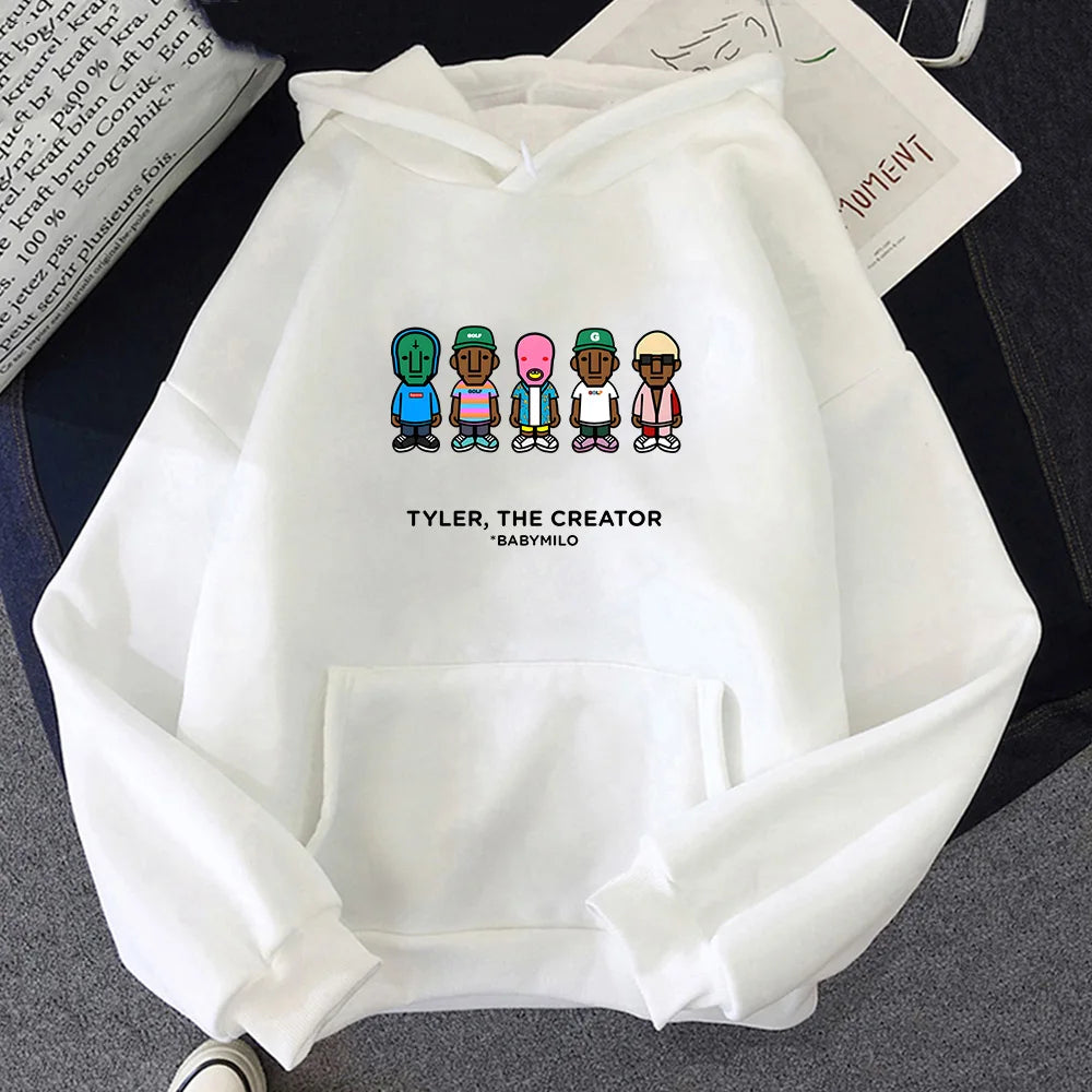 Tylerr The Creator Hip Hop Vintage Hoodies Men Round Neck Sweatshirts Loose and Comfortable Pullovers