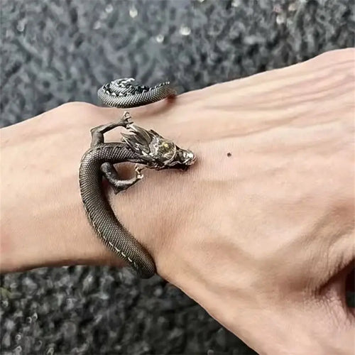 Domineering Dragon Shape Cuff Bracelet for Men Punk Bracelet Jewelry