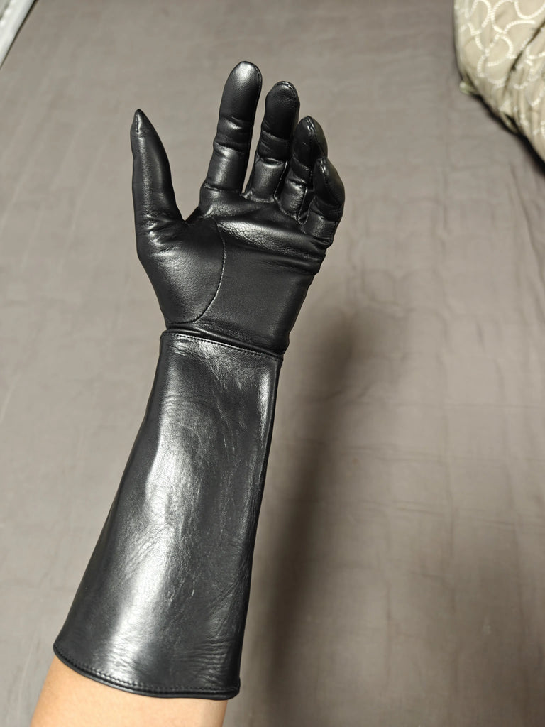 Men's Luxury Long Leather Gloves Unlined Soft Thin Fitted Gloves
