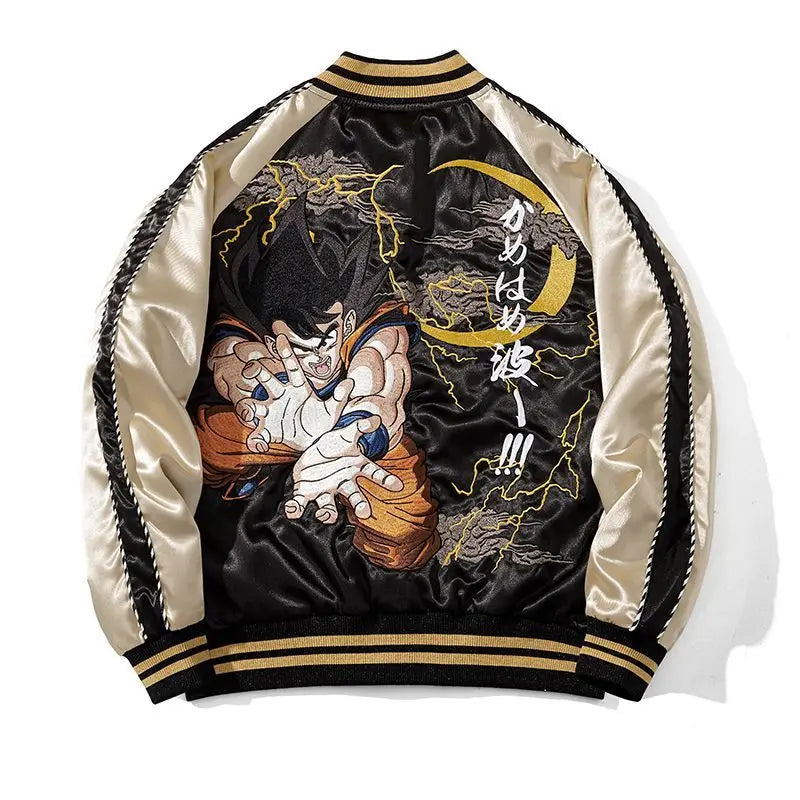 Dragon Ball/One Piece Goku Retro Zipper Jackets with Oversized Jackets for Men Long Sleeved Jacket Harajuku Loose Streetwear