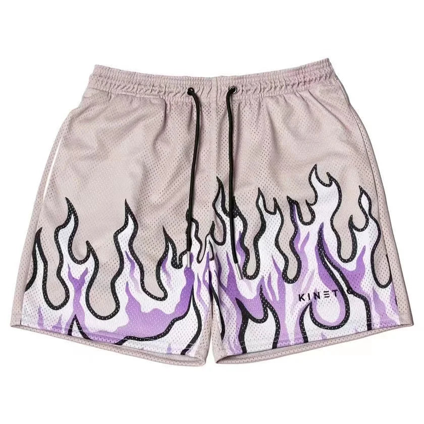 Mesh Breathable Men Shorts GYM Quick-Drying Baggy Print Summer Shorts