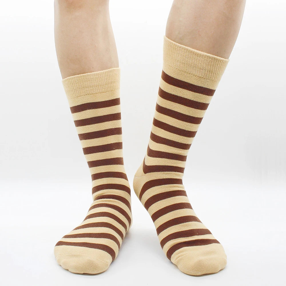 6 Pairs Large Size Men Dress High Quality Stripe Cotton Socks EU41-48