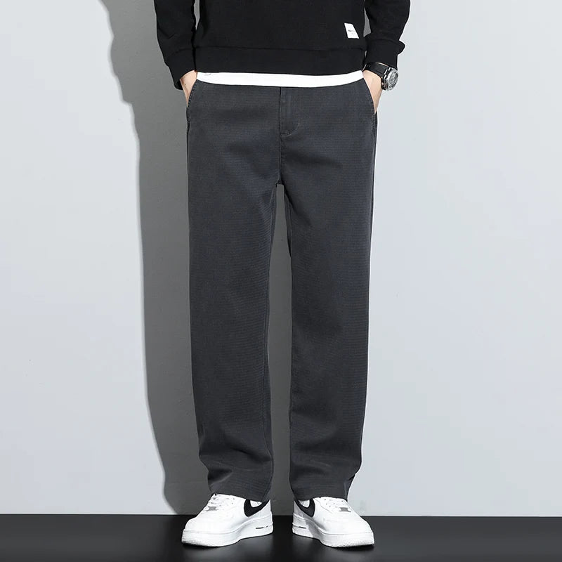 Men's Lyocell Straight Loose Elastic Waist Jeans Comfortable Pants Plus Size 5XL