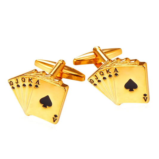 Poker Player Cufflinks For Men Gold Color Men Cufflinks