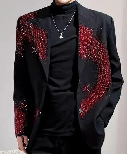 Hot Diamond Shoulder Padded Blazers Men's High-end Handsome Suit Light Jackets
