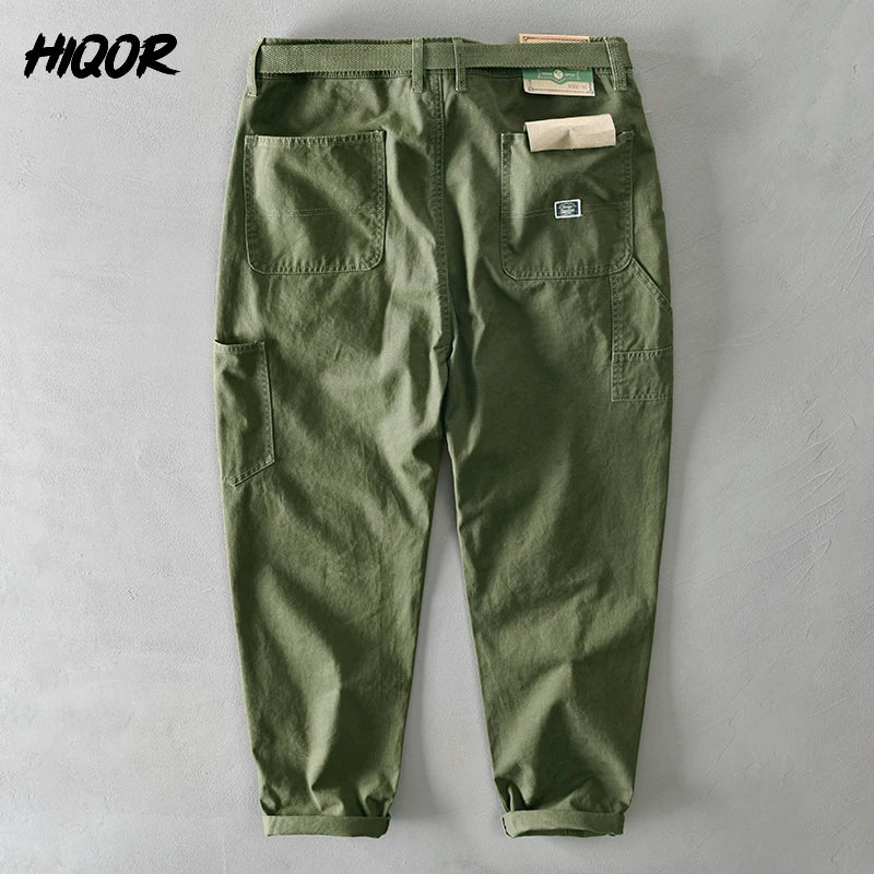 Cotton Men Cargo Pants Casual Loose Big Pocket Trouser Streetwear