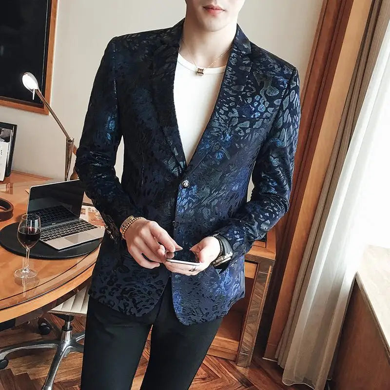 Men's British Style Gentleman Leisure Hot Print Blazer