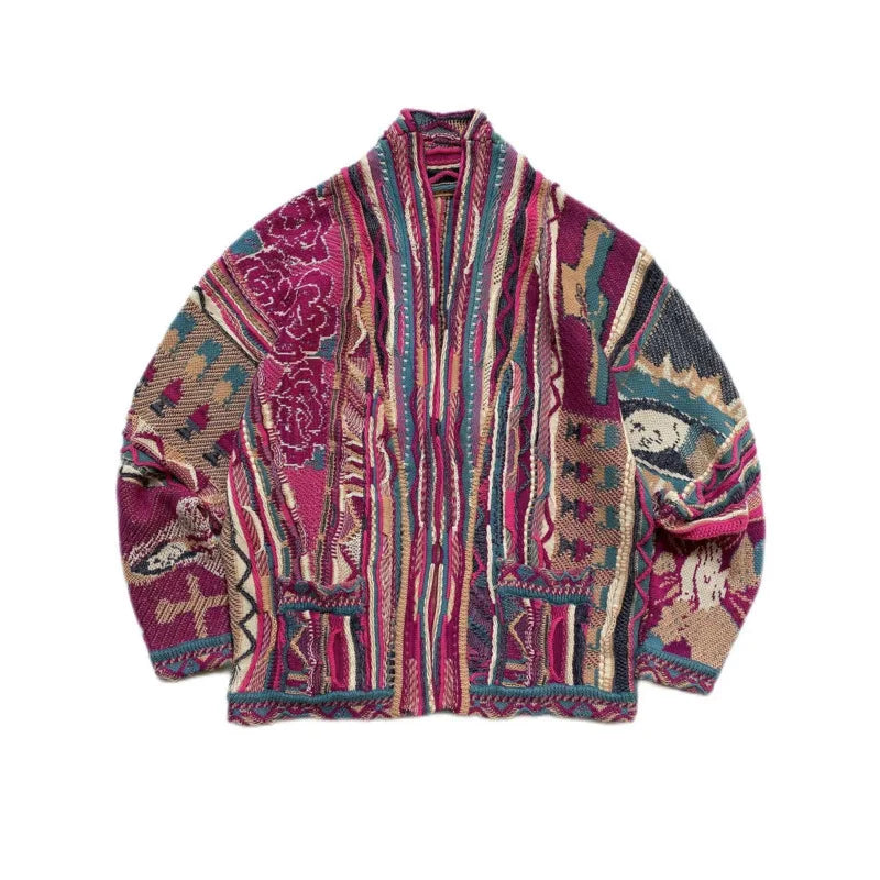 Man Tide Punk Japanese Retro Heavy Loose Sweater Knitted Cardigan Robe