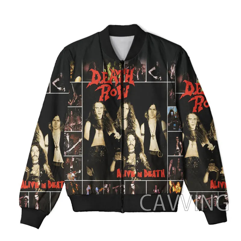 Unisex 3D Print  DEATH ROW  Zipper Bomber Overcoat  Zip Up Jackets
