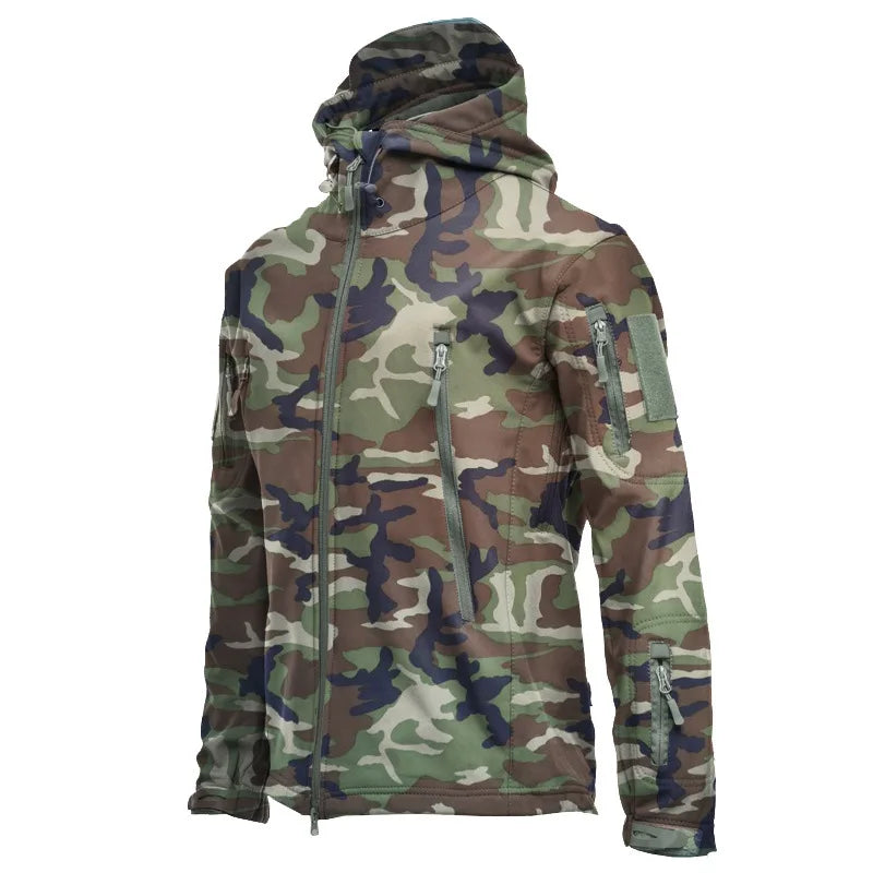 Shark Skin Soft Shell Combat Jackets Men's Hooded Bomber Coats