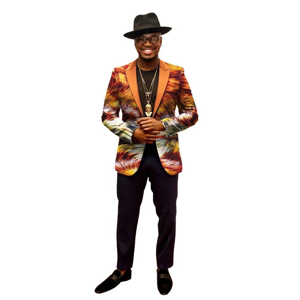 African Jacket for Men Long Sleeve Top African Dashiki African Print Blazer