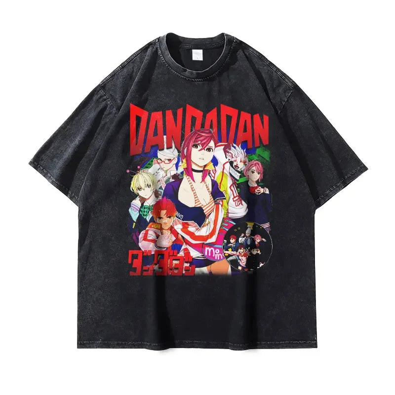 Dan Da Dan T Shirt Oversized Washed  Streetwear Ayase Momo Takakura Ken Tops