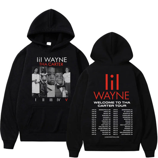 Lil Wayne Double Sided Print Hoodie Unisex Hip Hop Sweatshirts Vintage Oversized Pullover